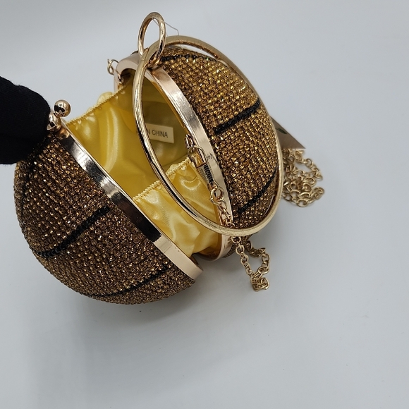 Caleesa Gold Basketball Crystal Minaudière Clutch - Picture 6 of 8